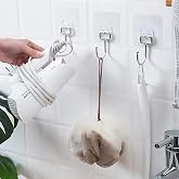 Alper Chrome Strong Adhesive Hooks For Bathroom, Adhesive Hangers, Wall Hangers For Kitchen, Home Office 3 Pieces