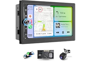 Haudio Radio Coche 2 DIN con Carplay y Android Auto Inalámbrico - Pantalla Táctil de 7 Pulgadas, Bluetooth, Mirror Link, Navegación GPS, Control por Voz, Cámara de Respaldo, FM/Am/AUX