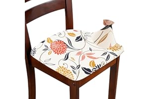 ZHILING Stretch Chair Seat Covers for Dining Room Set of 4, Elastic Dining Chair Seat Protector Cover Removable Washable Chair Slipcovers with Ties