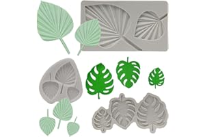 Neikafan 3 Piezas Hojas Molde de Silicona para Fondant 3D Molde con Forma de Hojas para Dulces, Chocolate, Galletas, Bricolaje, Gelatina, Decoración de Tartas Molde Hojas Tropicales