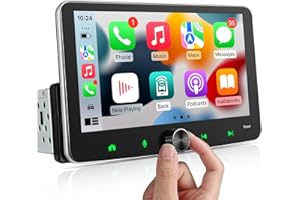 BOUWOIMA Android Car Radio 1Din Wireless CarPlay Wireless Android Car Radio with Screen 7 Inch 4G + 64G Car Play Touch Display with Bluetooth FM/AM RDS WiFi GPS Navigation SWC EQ 1 DIN