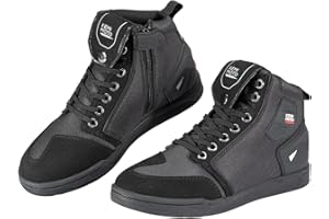 KEMIMOTO Motorrad Schuhe Herren, Motorradstiefel Causal,mit Verstärkte Schaltpads, Aktmungsaktiver Motororad Sneaker,Schwarz/Grau