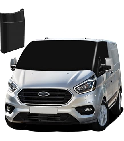 VIRIECH Auto voorruitafdekking voor Ford Transit Custom 2012-2024, 600D Oxford, opvouwbare voorruitafdekking, winter zomer, vorstbescherming, zonweringsafdekking