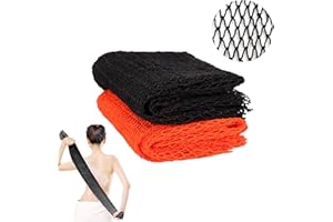 ZIDOLEY Lot de 2 éponges africaines en maille - 30 x 75 cm - Pour le dos - Gant de douche exfoliant pour le corps (orange + noir)