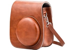 KAONESS Étui pour Appareil Photo Instantané pour Instax Mini 8 Mini 9 Mini 11 Sacoche de Voyage pour Appareil Photo avec Bandoulière Réglable PU Cuir (Marron)