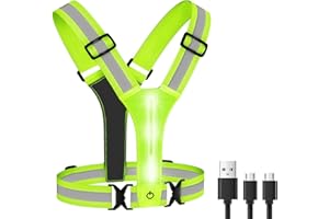 ‎NINEFO NINEFO Wiederaufladbare LED-Sicherheitsweste mit hoher Sichtbarkeit, einstellbare -Sicherheitsweste mit hoher Sichtbarkeit, Kindersicherheitsweste, reflektierende LED-Weste,