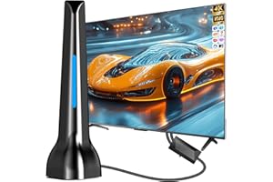 DGUPSP Antena TV Interior Potente con Amplificador, Recepción de Largo Alcance de más de 260+ Millas Antena TV Portatil de Alta Ganancia, Admite Canales Locales gratuitos 4K 1080P DTMB DVB-T2 DVB-T VHF UHF