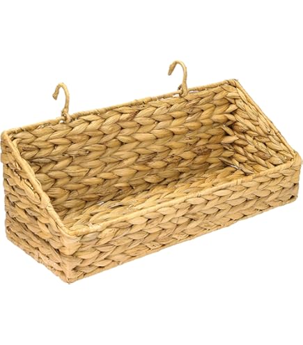 2 stuks geweven opbergmand, organizer trays, papieren doos, vintage bak voor badkamer, keuken, ijdelheid aanrecht tafelplank, boho-stijl handgeweven muur opknoping mand (bruin, 3 stuks (set