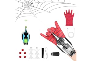 Jellybibo Tireur de Toile d'araignée, 2025 Upgrade Gants de Lanceur avec Fil Incandescent et ventouses incandescentes, enroulement Automatique du câble, Jouet de Tir À Cordes D'araignée