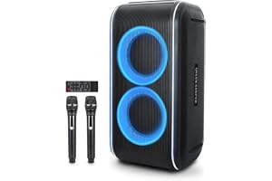 GKD62 Karaokemaskin, 400W Bluetooth-högtalare med 2 Trådlösa Mikrofoner