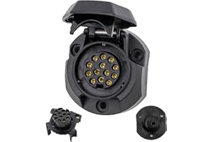 ‎YOUR DAY MATE 13+1 polige Steckdose, 1 Pack, Hartplastik-Gehäuse, mit Abschaltautomatik, 13 pol Steckdose nach ISO 11446 genormt, Steckanschluss für 12V Systeme, 13pol Buchse mit Klappdeckel, 13 pin Socket