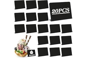 ANZOAT 20Pcs Petit Tableau Noir, Mini Panneau d'Affichage pour Mariage/Fête/Tableau de Table/Étiquette de Prix, Petit Signe de Tableau Noir Est Facile à Écrire/Effacer, Mini Tableau de Message 10*7.5cm(Noir)