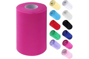 MCHODARE Tulle,Rotolo Matrimonio di Tulle 6 inch x 100 Yard Bobina Tulle per Avvolgere,Tulle Bianco Rotolo Nastro Tulle Rotolo di Stoffa di Tulle Bobina di Tulle ((C15 Rosso Rosa))