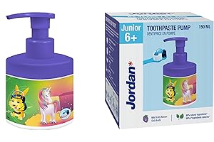 Jordan* | Dentifricio in pompa per bambini | Dentifricio su dispenser a pompa equivalente a 3 tubi regolari | Soluzione innovativa e conveniente | 6-12 anni | 1450 ppm | Uva | 150 ml