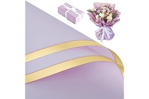 BWLOIES Papier Cadeau Fleuri,Papier d'emballage de Fleurs Impermeable Papier Fleuriste Emballage Fleur Papier Bouquet de Fleur Violet Papier Plastique Emballage Fleuriste Papier Emballage Bouquet de Fleur