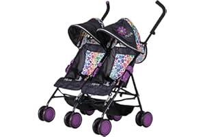 Daisy Chain Zipp Twin Max Dolls Pushchair – Adjustable handles from 76-82cm. For ages 4,5,6,7,8 or 9 years. (Rainbow Hearts)