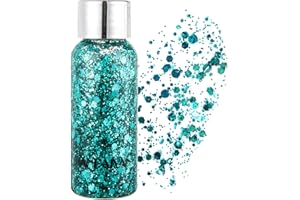GL-Turelifes Lentejuelas de sirena con purpurina líquida, sombra de ojos, gel para el cuerpo, festival, purpurina, cosméticos, para el pelo, maquillaje de larga duración, brillo de 30 g (04# verde)
