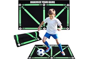 FTJKGH Football Training Mat, Football Training Mat for Kids, Non-Slip Football Skills Mat, Silent Football Mastery Mat 90x60cm Football Footstep Training Mat for Kids Football Soccer Training