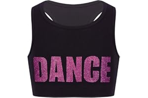 dPois Mädchen Sport BH Bustier Crop Tops Tanz Bauchfrei Oberteile Shirt T-Shirt Kinder Tanzanzug Yoga Training Weste Bralette Ballettanzug Sportanzug
