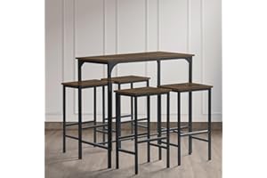 anrekl Juego de mesa de bar con taburetes de bar, mesa de comedor con 4 sillas, mostrador de cocina, barra de bar, bar para cocina, salón, comedor, pub, marrón