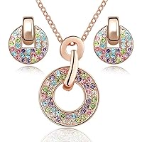 Crystalline Azuria Femme Ensemble Collier Pendantes Boucles D'Oreilles Et Bracelet 18ct Plaqué Or Blanc Avec Cristaux Bleu Imitation Saphir En Zircone