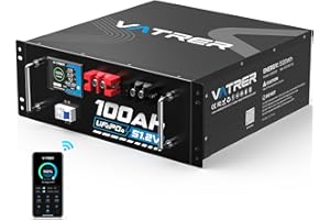 ‎VATRER POWER VATRER POWER 51.2V 100AH LiFePO4 Lithium Batterie mit 100A BMS & Smart Display & Bluetooth APP, Max. 4800W Ausgangsleistung 5000+ Zyklen Perfekt für Solaranlagen Netzunabhängige Anwendungen