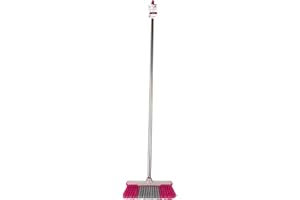 Kleeneze KL062437EU Balai à Poils Doux, Brosse avec Poils Souples Anti-Rayures, Manche de 1.2 M, Bordure Anti-Choc Résistante, Idéal pour Une Utilisation a l'Intérieur,Acier inoxydable Métal,Gris/Rose