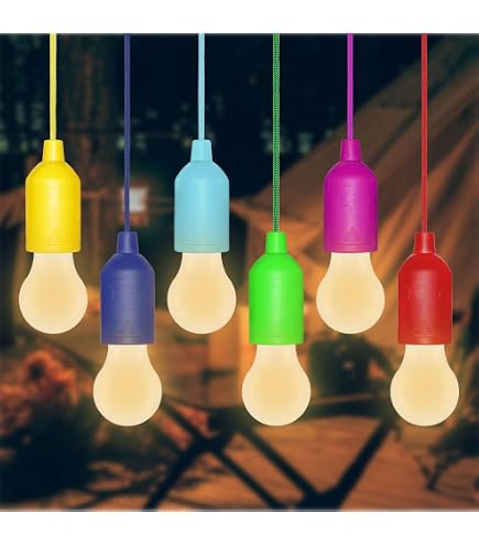 Lot De 2 Lampes LED Suspendues Avec Interrupteur Tirette – Sans Fil, à Piles, Idéales Camping, Tente, Placard, Festival (Noir)