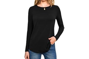 Aottori Maglia Donna Girocollo Elegante Maglietta Manica Lunga Leggero Basic T-Shirt Cotone Top Elasticizzato Stretch Sottogiacca Tinta Unita Casual