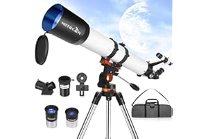 HETEKAN Teleskop, Teleskop Astronomie 90mm Öffnung 700mm Brennweite,Refraktor Profi Teleskop für Erwachsene, Kinder und Anfänger - inklusive Stativ, Sucher und Telefon-Adapter