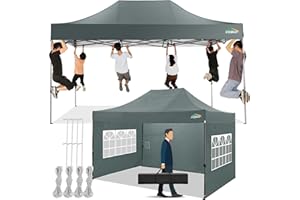 COBIZI Pop Up Gazebo with Sides 3m x 4.5m,Heavy Duty Gazebo with 3 Sidewall,UPF 50+ Waterproof Windproof Party Event Shelter Marquee,Outdoor Garden Gazebo Tent with Carry Bag (3x4.5m,Gray)