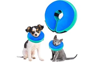 Dog Cone, FWLWTWSS Inflatable Dog Collar for After Surgery, Soft Comfy Protective Dog Cone Collar, Adjustable Dog Donut Collar, Does not Block Vision, Buster Collars for Dogs and Cats(S)