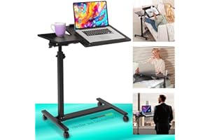 ‎ELONEO ELONEO maxVitalis mobiler Betttisch auf Rollen, Stehtisch höhenverstellbar/breitenverstellbar, Tischplatte neigbar/klappbar, Bett-Beistelltisch für Krankenbett, Pflegebett, Laptoptisch (Schwarz)