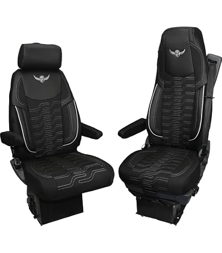 Fundas De Asiento Para Scania R Black Lux – Tela De Alta Calidad, 2 Piezas, Compatible Con Volante Izquierdo O Derecho