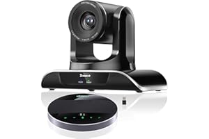 Tenveo Kit Telecamera da Conferenza 10X 1080P 60FPS USB HDMI RJ45 PTZ Camera e Vivavoce Bluetooth con Microfono per Videoconferenze Chiesa Streaming