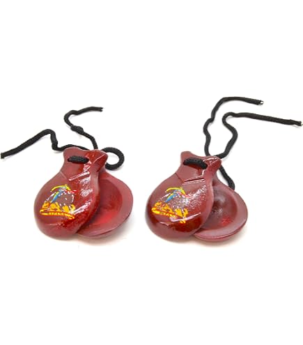2 Paires De Castagnettes Espagnoles En Bois - Instrument Flamenco Traditionnel - Pour Cours Et Spectacles
