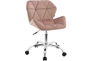 ‎HNNHOME HNNHOME Eris Schreibtischstuhl, moderner, gepolsterter Samt, Drehstuhl, aus Stoff, höhenverstellbar (Rose)