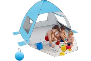 Kezidhp Tienda de Playa Pop Up Automática 2-3 Personas | Protección Solar UPF 50+ | Portátil con Puerta Cremallera y Bolsa de Transporte | Impermeable, Ligera, para Camping, Pesca, Picnic, Jardín