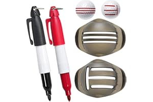 RURBEDER Golf Ball Markers, Golf Ball Line Drawing Marking Alignment Kits, 2 Pieces Golf Ball Marker Pen and 2 Pieces Golf Ball Alignment Tool for Men Women Outdoor Golf Training Golf Accessories Golf Gift