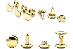 My Belt - 25 Stück Hohlnieten für Leder, Ledernieten 6mm Gold, Doppelkappe Nieten, Gürtelnieten Kappe