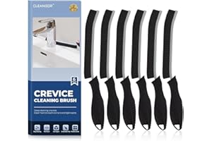 Cleangor Cepillo para Limpiar Juntas, Cepillo Limpieza Hogar y Mango Ergonómico, Cepillos Cerdas Duras, Cepillos de Limpieza de Grietas para Duchas, Cocinas, Inodoros (6, Negro)