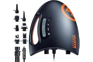 ‎OUTDOORMASTER OutdoorMaster The Shark Elektrische SUP Luftpumpe Hochdruck mit 20PSI 12V DC Aktives Kühlsystem Intelligente Zweistufige Inflation Auto-Off für Aufblasbares Paddle Board Boote