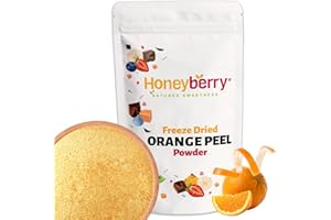 HONEYBERRY Polvere di Scorza d'Arancia Liofilizzata 100g - Frutta Liofilizzata in Polvere - Polvere di Buccia d'Arancia Disidratata per Dolci, Frullati e Yogurt- Polvere di Frutta Naturale e Senza Additivi