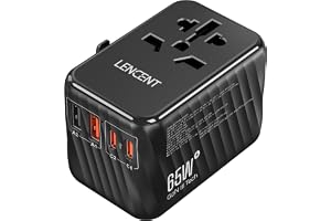LENCENT 65W Snabb Laddning Universal Reseadapter över Hela Världen, GaN III