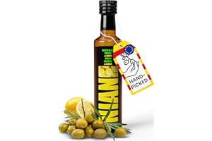 ‎NIAN NIAN® Olivenöl Zitronenöl 250ml [DAS OLIVENÖL DER STERNEKÖCHE] - 100% reinsortig, Arbequina Oliven der neuesten Ernte - Oliven Öl für Gourmet-Küche daheim - gepressst mit Zitronen (vogelsichere Ernte)