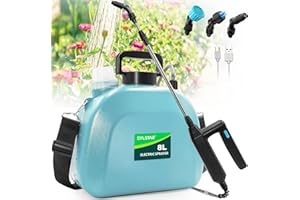 SYLSTAR Battery Powered Garden Sprayer 8L, Upgrade Electric Weed Sprayer with 3 Mist Nozzles, USB Rechargeable Handle, Retractable Wand and Adjustable Shoulder Strap, Water Spray for Lawn (Blue)