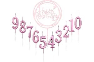 GOTRUST 10 Stück Nummer 0-9 Geburtstag Ziffer Kuchen Kerzen + 1 Stück Brief Alles Gute zum Geburtstag Glitter Cake Topper Dekoration Kuchen Nummer Digitale Kerzen für Hochzeit (Roségold)