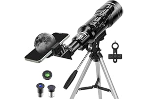 ESOLDNIC Telescope for Kids Astronomy 150X Astronomical Refractor Telescope 70/300mm Portable Telescopes with Adjustable Tripod Phone Adapter for Children Stargazing Gift (Black)