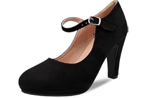 CucuFashion Mary Jane Shoes for Women - Stylish Court Shoes for Women, Block Heel Shoes Women, Comfortable High Heels for Women, Women's Mary Jane Shoes Block Heels - UK 3-8