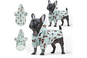 Fiohiros 2 Stück Hunde-Regenmäntel, wasserdicht, leicht, mit Loch für Geschirr, Hunde-Regenmantel mit Kapuze für kleine Hunde (Grün, L)